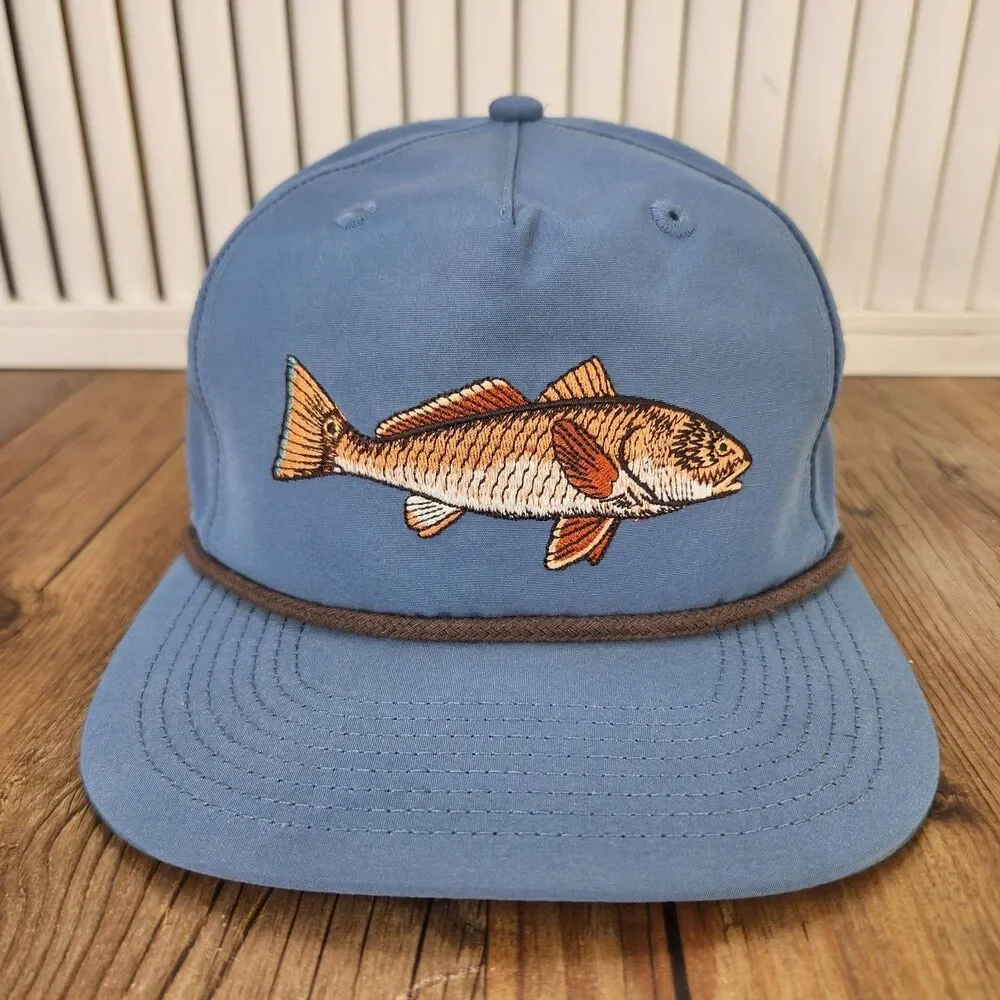 Duck Camp Redfish Hat Coastal Blue Snapback Rope Camping Fishing Outdoor Cap